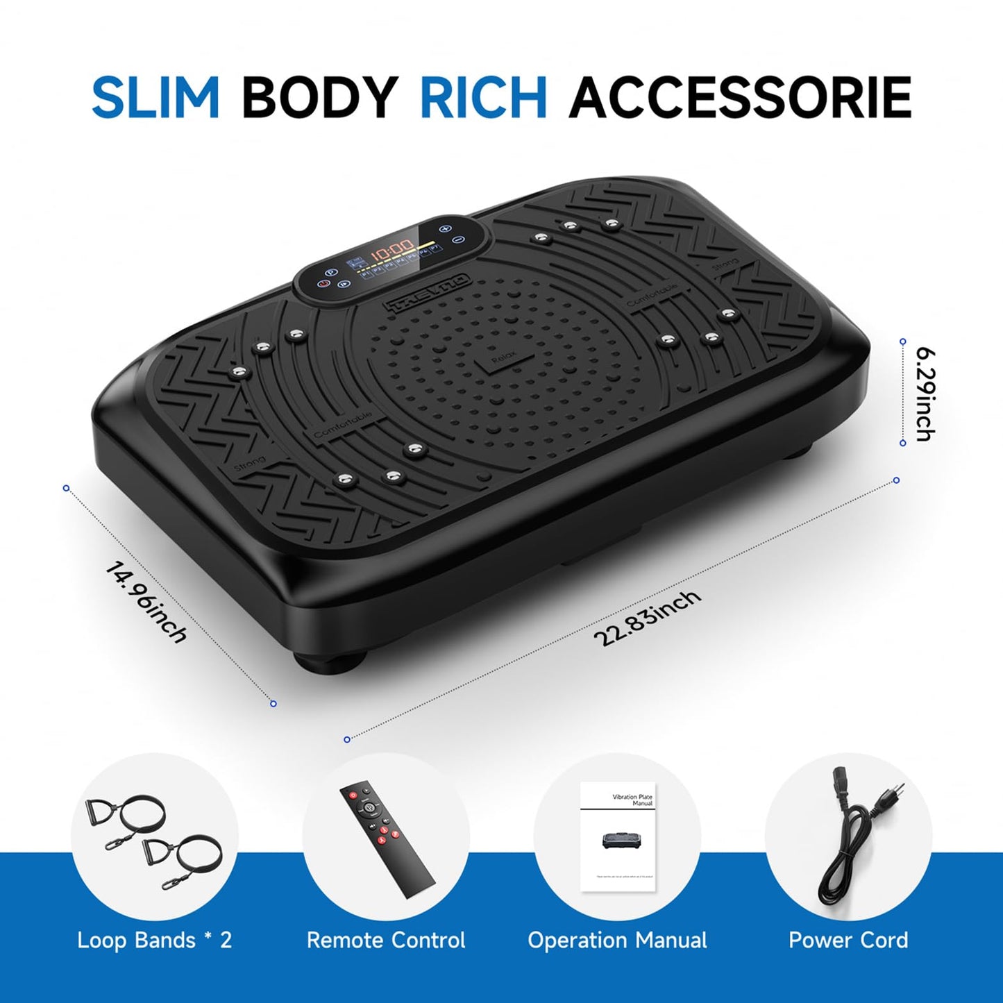Vibration Plate Exercise Machine Weight Loss, Full Body Workout Vibration Plate Lymphatic Drainage, 199 Adjustable Speeds Power Shaping Vibrating Plate 450 Lbs Capacity Fitness Platform Black