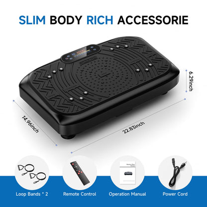 Vibration Plate Exercise Machine Weight Loss, Full Body Workout Vibration Plate Lymphatic Drainage, 199 Adjustable Speeds Power Shaping Vibrating Plate 450 Lbs Capacity Fitness Platform Black