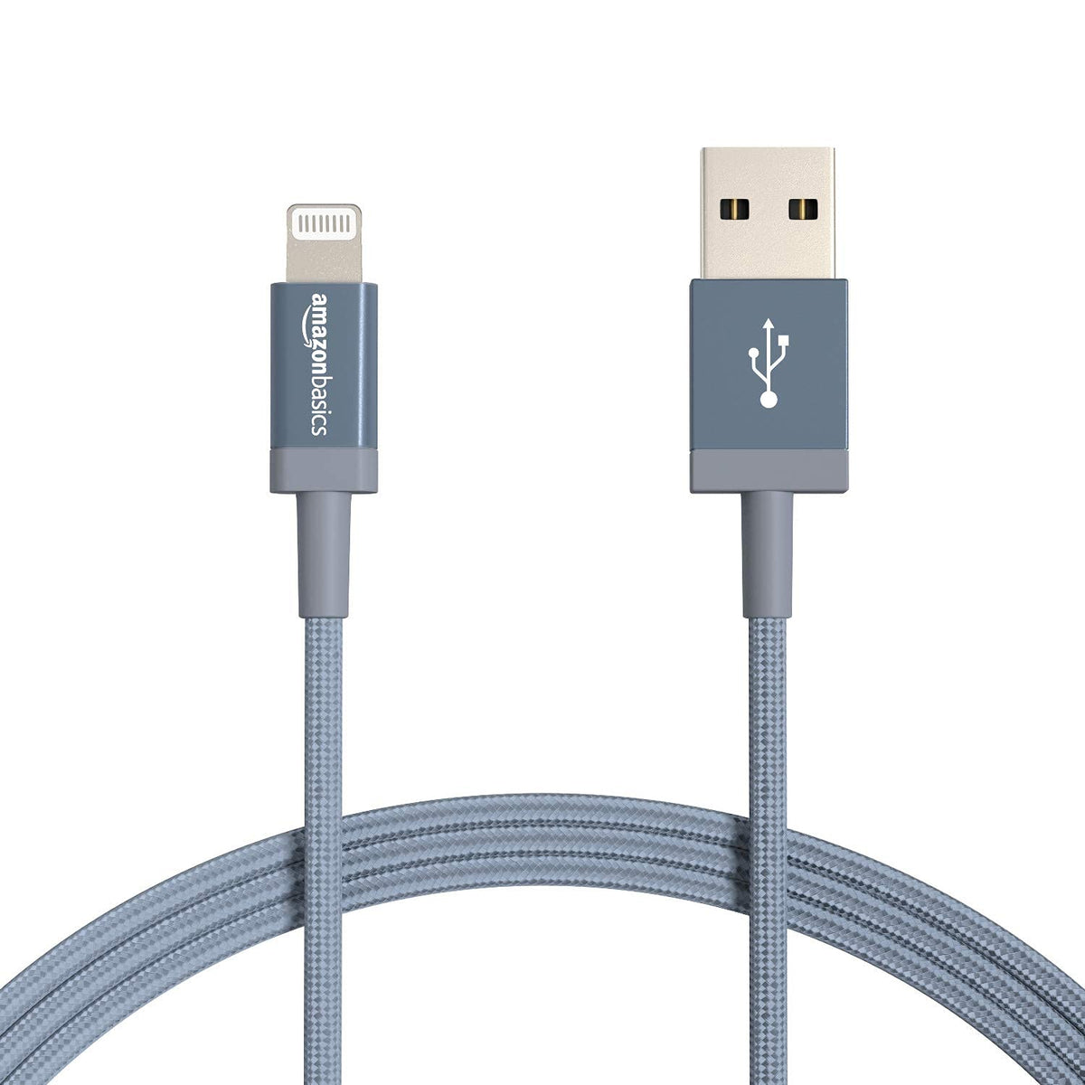Amazon Basics Durable 2-Pack USB-A to Lightning Charger Cable, Nylon Braided Cord, MFi Certified Charger for Apple iPhone 14 13 12 11 X Xs Pro, Pro Max, Plus, iPad, 6 Foot, Dark Gray