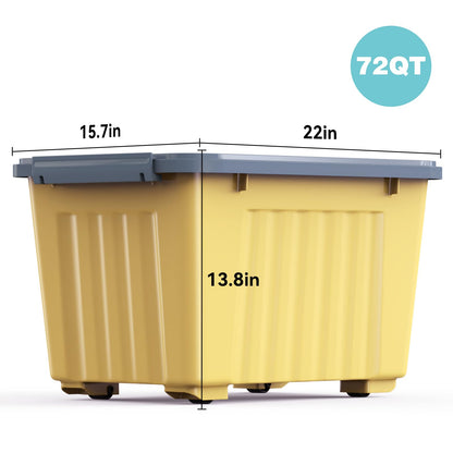 Nazhura Plastic Storage Bin, Stackable and Nestable Storage Boxes with White Lids and Secure Latching Buckles, Large Storage Container (Yellow/Purple, 72Quart-6Pack)