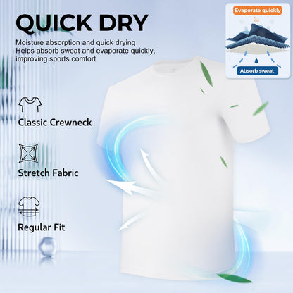 BAMBOO COOL Mens Undershirts Pack, Soft T Shirts for Men, Moisture Wicking Tees, Stretchy Breathable Crew Neck Inner Shirt White