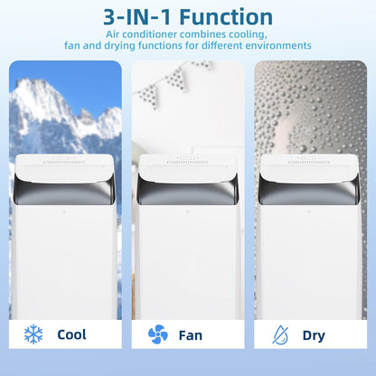 14000 BTU Portable Air Conditioners, Portable AC Unit 3-In-1 with Fan, Dehumidifier, Cools Up To 750 Sq.Ft. Room Air Conditioner, Remote Comtrol, Low Noise, 24 Hours Timer, White Top