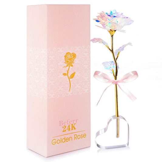 Valentines Day Rose Gifts for Her, Birthday Gifts for Women Mom Galaxy Rose Glass Forever Flowers with Heart-Shaped Base Eternal Crystal Roses Valentine Gifts for Grandma Wife Sister Girlfriend