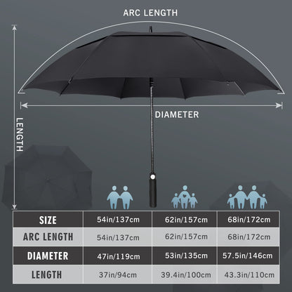 ZOMAKE Large Golf Umbrella for Rain Heavy Duty,Big Golf umbrellas Windproof,62 Inch Extra Large Oversized Umbrella(Black)