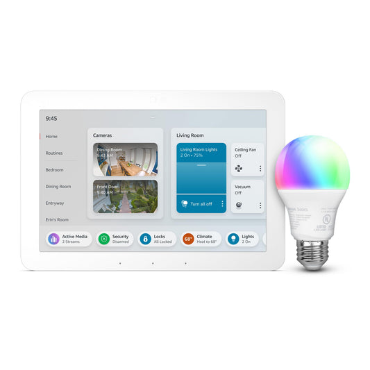 Echo Hub with Amazon Basics Smart Color Bulb