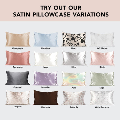 Kitsch Satin Pillowcase with Zipper for Hair & Skin, Softer Than Silk Pillow Cases Standard Size, Wrinkle-Free, Smooth and Cooling Satin Pillow Covers, 19"x26" - Ivory