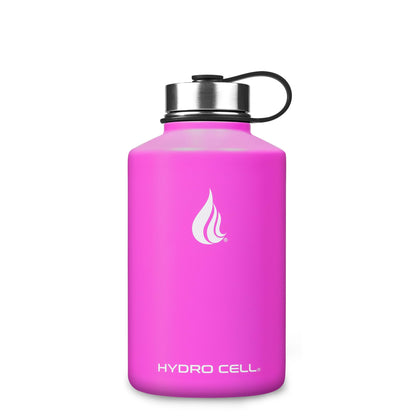 HYDRO CELL Stainless Steel Insulated Water Bottle with Straw - For Cold & Hot Drinks - Metal Vacuum Flask with Screw Cap and Modern Leakproof Sport Thermos for Kids & Adults (Fuchsia 64oz)