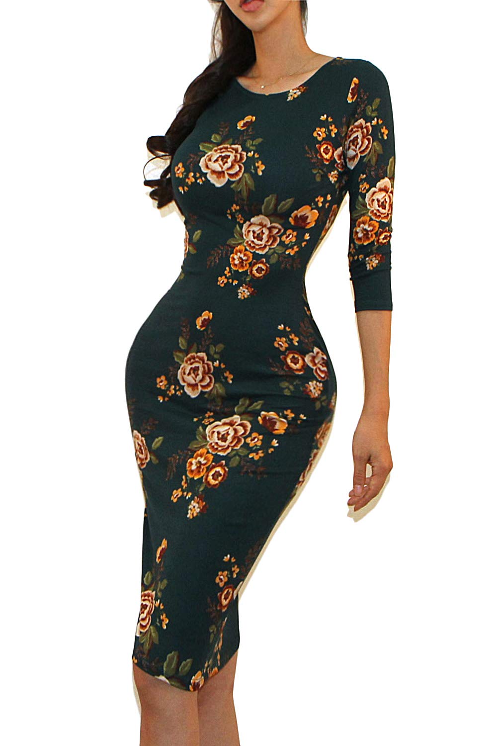 Vivicastle Women's Classic Slim Fit Bodycon Pencil Midi Dress (Large, AW33, Green)