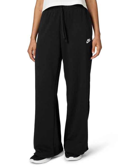 Nike Women's Sportswear Club Fleece Mid-Rise Wide-Leg Sweatpants, Black/White, Small
