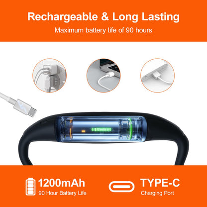 LED Rechargeable Neck Reading Light， Suitable for Reading Books with 3 Color Temperatures, 90 Hour Long-Lasting Recharging Lamp, Ergonomic, Suitable for Reading, Weaving, and Repairing