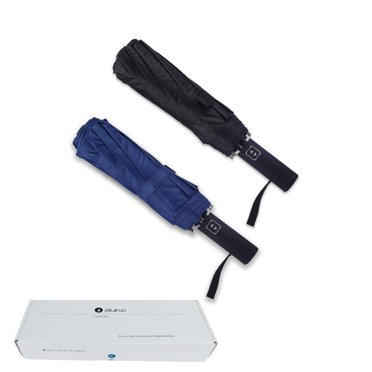 Bluinzi Double 10-Rib Compact Travel Umbrella for Rain and Sun - 46 Inch Small Automatic Folding Umbrella - Sturdy Portable Windproof Umbrella