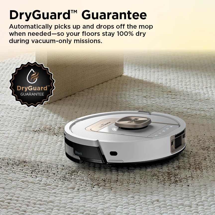 Shark Robot Vacuum & Mop Combo, PowerDetect ThermaCharged NeverTouch Pro, Self-Emptying, Self-Refill with Heated Mop Cleaning, 60-Day Capacity, 30-Day Tank, 6 PowerDetect Technologies, White, AV2900XE
