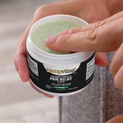 Hempvana Platinum Maximum Strength Relief Cream 4X Hemp for Muscles, Joints, Back, Knees, Shoulders, Neck, Elbows, Hands, Feet. AS SEEN ON TV. Odor-Free, Non-Greasy, Quickly Absorbs, 4X More Hemp