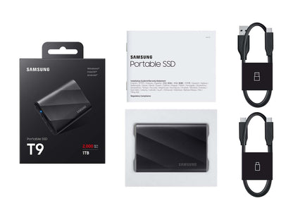SAMSUNG T9 Portable SSD 1TB, USB 3.2 Gen 2x2 External Solid State Drive, Seq. Read Speeds Up to 2,000MB/s for Gaming, Students and Professionals, MU-PG1T0B/AM, Black