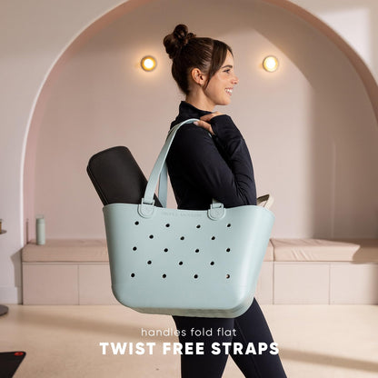 Simple Modern Large Beach Bag | Waterproof Getaway Rubber Tote with Zipper Pocket for Travel, Pool, Boat, Groceries, Sports | 80s Mix