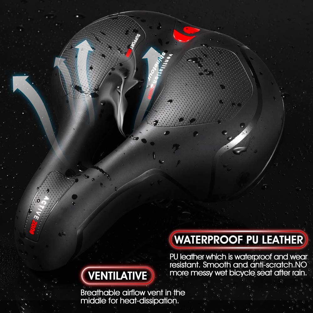 Comfortable Seat Cushion for Men Women with Dual Shock Absorbing Ball Memory Foam Waterproof Wide Bicycle Saddle Fit for Road Bikes