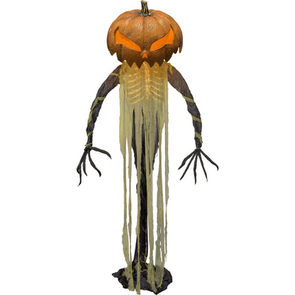 Haunted Hill Farm Pumpkin Sentinel by Tekky, Battery-Operated, Motion and Sound Activated Animatronic with Sound Effects and Lights for Indoor or Covered Outdoor Creepy Halloween Decoration