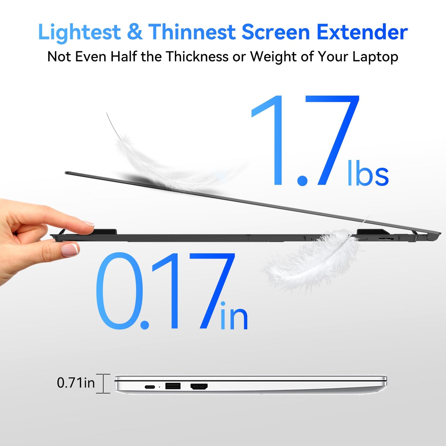 Blackview Laptop Screen Extender, 1.7lbs Ultra-Light & 0.17" Ultra-Slim, 15.6" FHD 1080P IPS Portable Laptop Monitor Extender,Travel Dual Monitor for 14-17",Plug & Play for Windows/Mac/Android/Switch