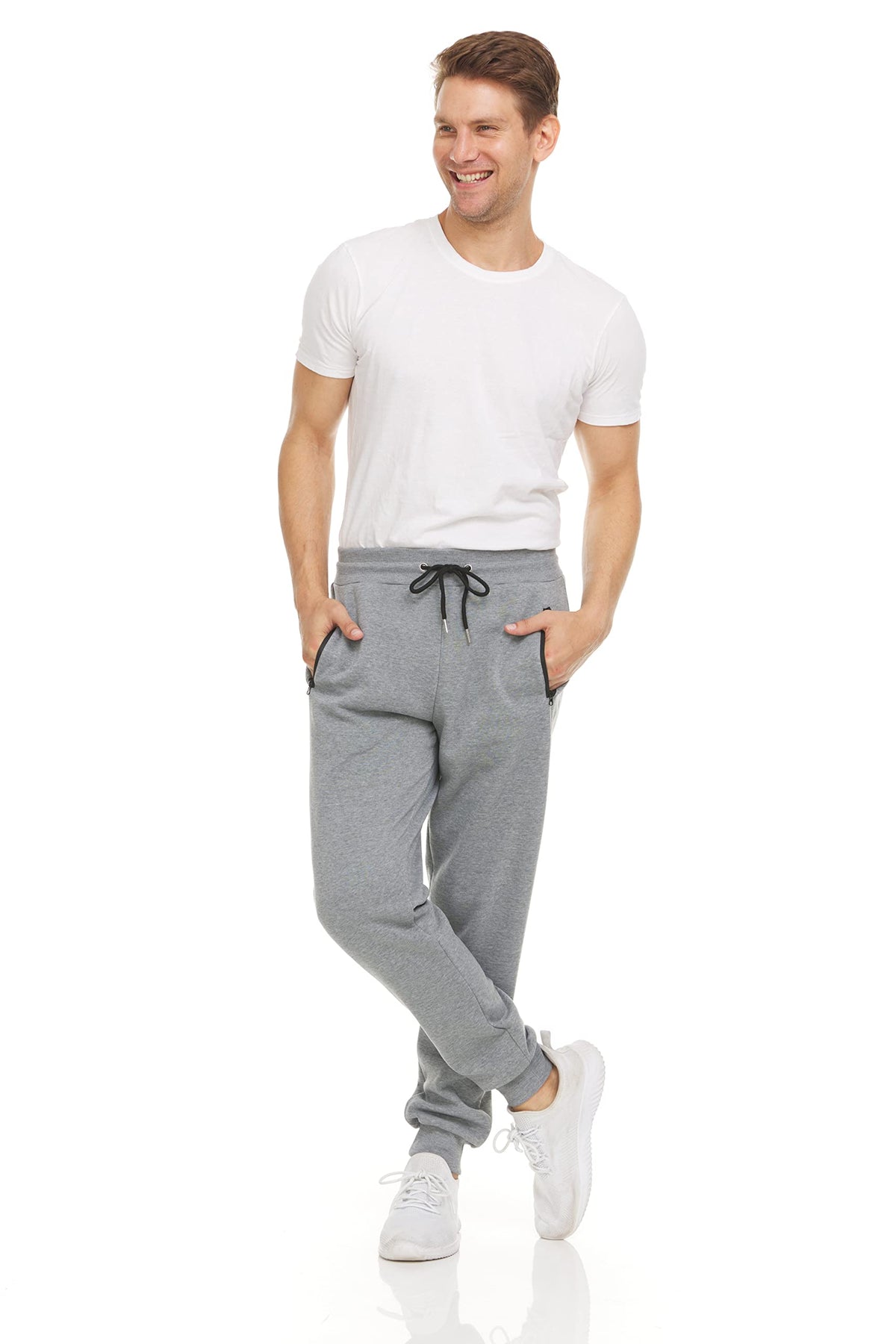 PURE CHAMP Mens 3 Pack Fleece Active Athletic Workout Jogger Sweatpants for Men with Zipper Pocket and Drawstring Size S-3XL(Medium, Set 1)