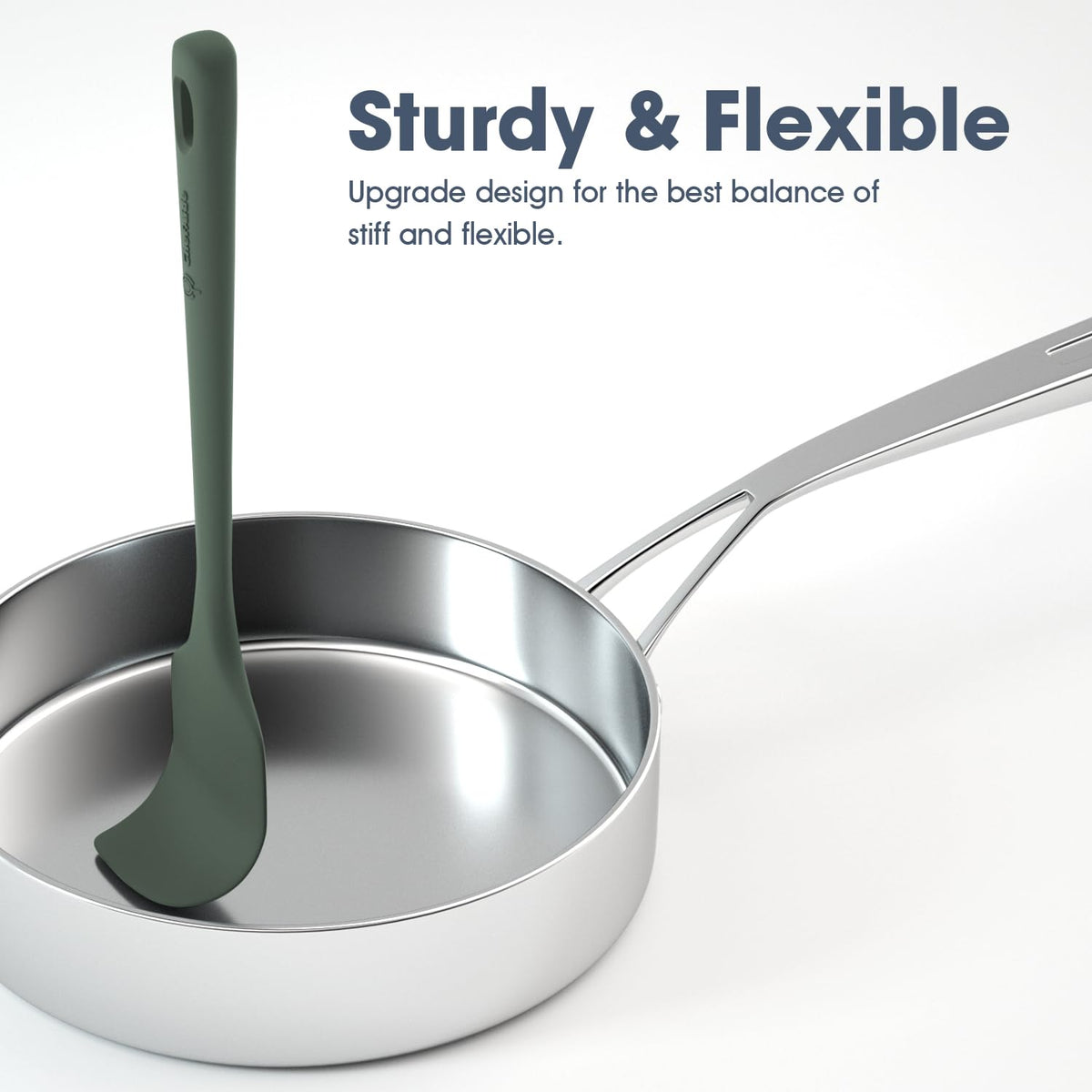 ChefAide 5 Pieces Silicone Spatula Set, Food Grade Rubber Spatula, Upgrade Strong Handle with Ergonomic Grip, Heat Resistant Up to 600°F for Nonstick Cookware, Cooking