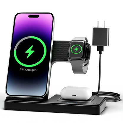 Wireless Charger iPhone Charging Station: 3 in 1 Charger Stand Multiple Devices for Apple - iPhone 17 16e 16 15 14 Pro Max 13 12 11 - Watch 10 9 8 7 6 5 4 3 2 SE and Ultra Series - Airpods 4 3 Pro