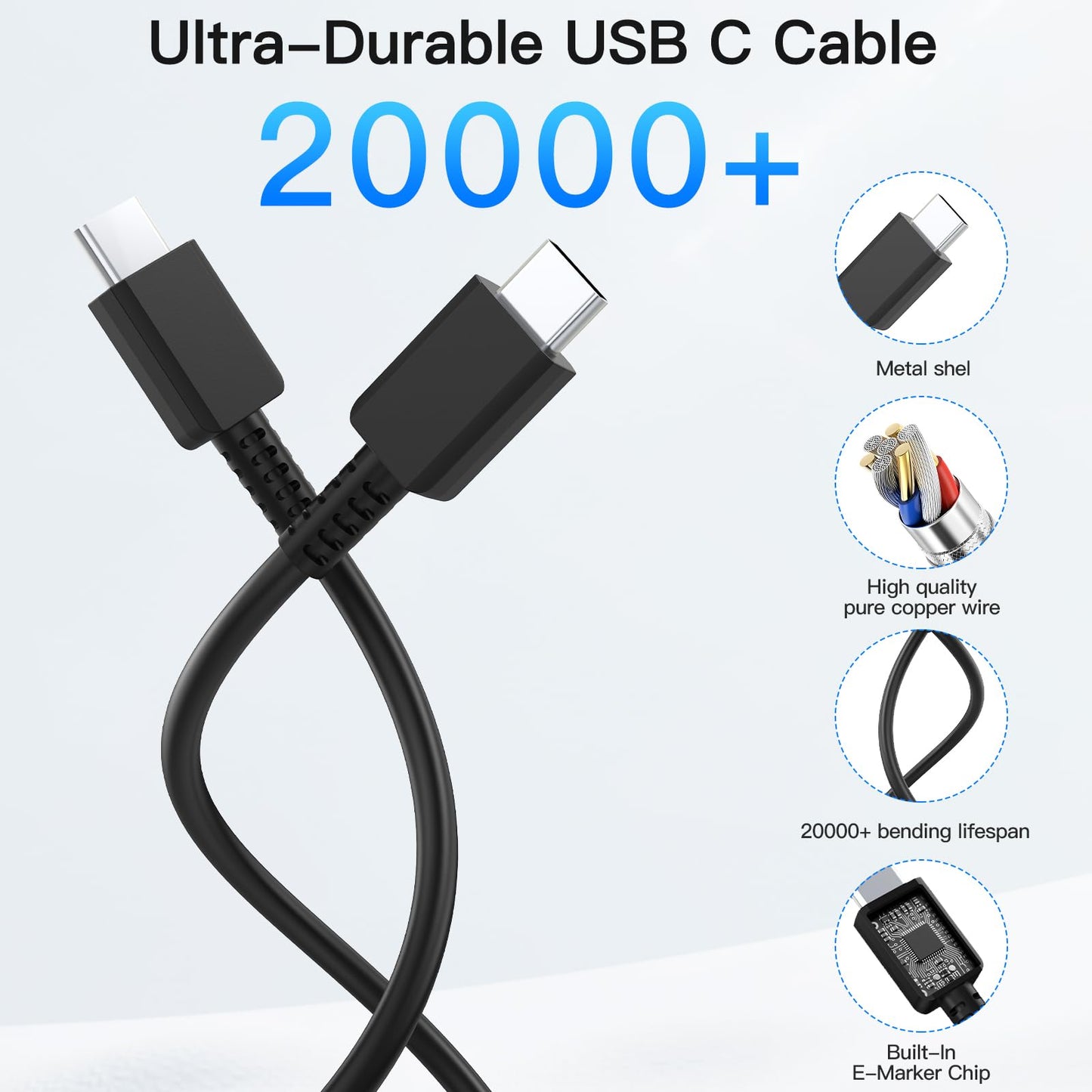 45W Super Fast Charger USB C,2Pack 3FT Phone USBC Cables with Type C Charger Fast Charging Blocks Compatible with Samsung Galaxy S25/S25 Ultra/S24 Ultra/S24/S23/S22/S21/iphone 17/16/15