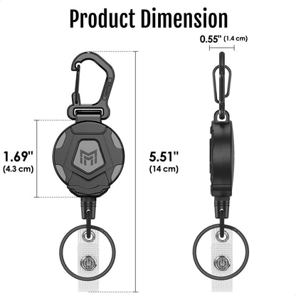 MNGARISTA 2-Pack Retractable Keychain, Heavy Duty Carabiner Badge Holder, Tactical ID Badge Reel Key Chain with 31.5” Steel Retractable Cord, 8.0 oz