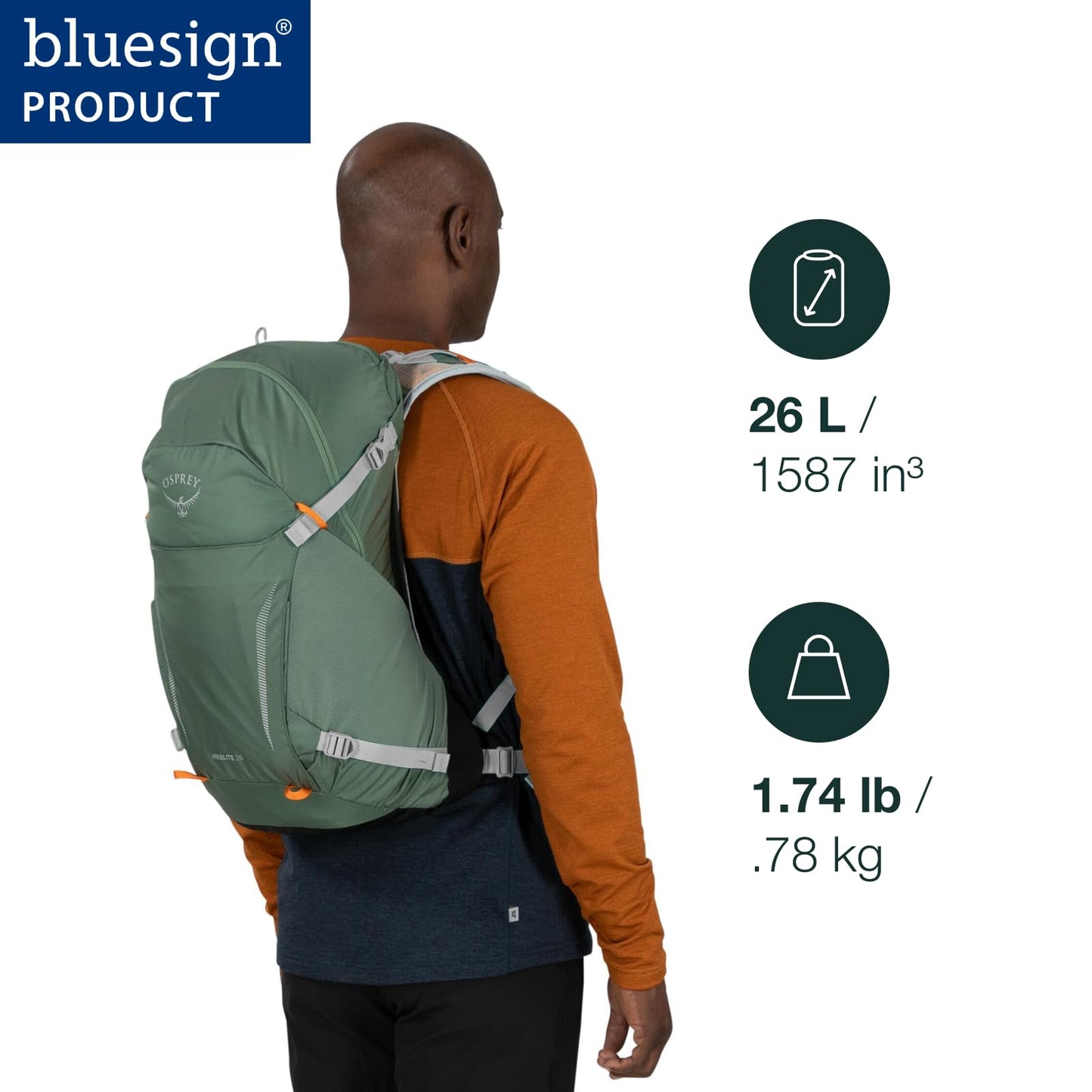 Osprey Hikelite 26L Unisex Hiking Backpack, Atlas Blue