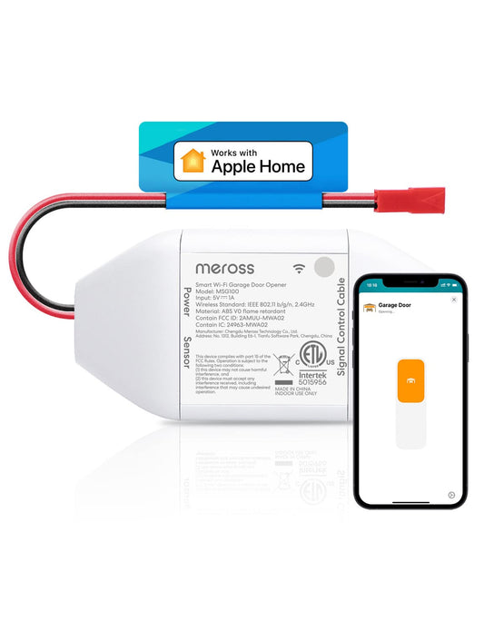 meross Smart Garage Door Opener Remote, Compatible with Apple HomeKit, Amazon Alexa, Google Assistant, SmartThings, Multiple Notification Modes, No Hub Needed