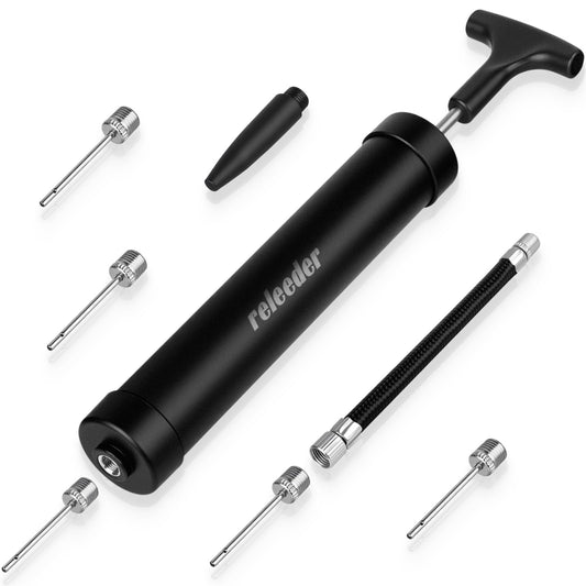 10 Inch Ball Pump Kit, Basketball Pump, Portable Air Pump with 5 Needles, 1 Nozzle & Extension Hose for Soccer Football Volleyball Water Polo Rugby Exercise Sports Ball