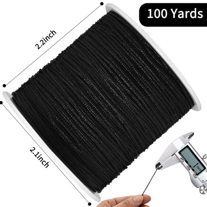 TONIFUL 1mm x 100 Yards Black Nylon Cord Satin String for Bracelet Jewelry Making Rattail Macrame Trim Cord Necklace Bulk Beading Thread Kumihimo Chinese Knot Craft