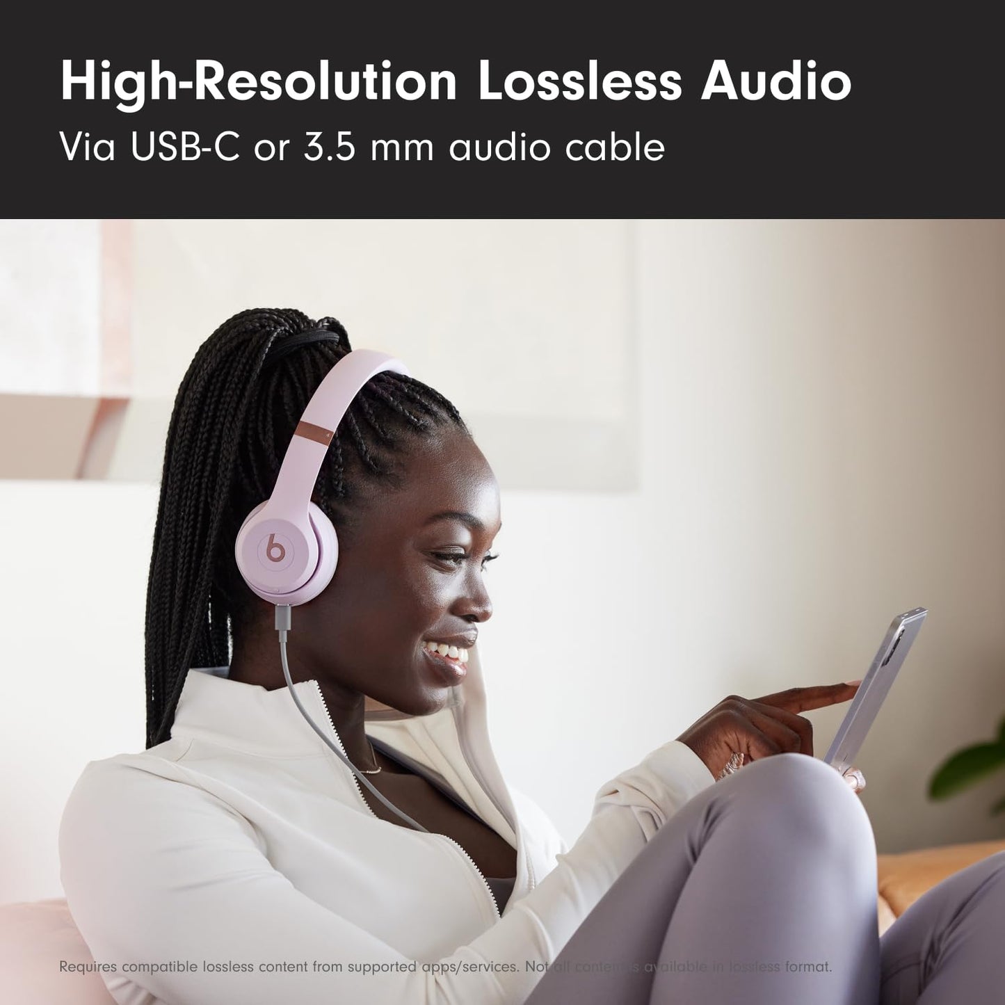 Beats Solo 4 - Wireless On-Ear Bluetooth Headphones, Up to 50-Hour Battery Life, Ultra-Lightweight Comfort, Powerful and Balanced Sound, Apple & Android Compatible - Cloud Pink