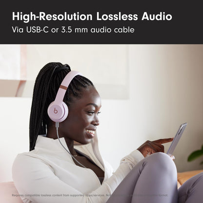 Beats Solo 4 - Wireless On-Ear Bluetooth Headphones, Up to 50-Hour Battery Life, Ultra-Lightweight Comfort, Powerful and Balanced Sound, Apple & Android Compatible - Cloud Pink