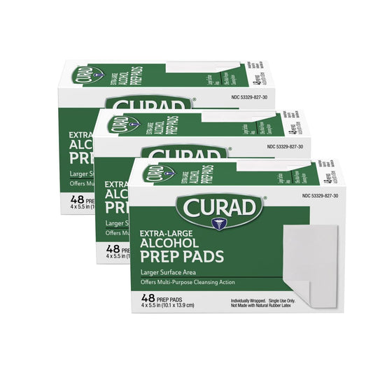 CURAD XL - Sterile Alcohol Prep Pad, 4" x 5.5", Multi-purpose cleaning Action, 48/Box, Carton of 3