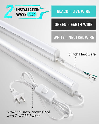 SUNLINKCO (4 Pack) 4FT T5 LED Shop Light,6500K,20W,2300LM(Super Bright White) Linkable LED Integrated Fixture,Garage Ceiling and Cabinet Light,Strip Light,Corded Electric with ON/Off Switch