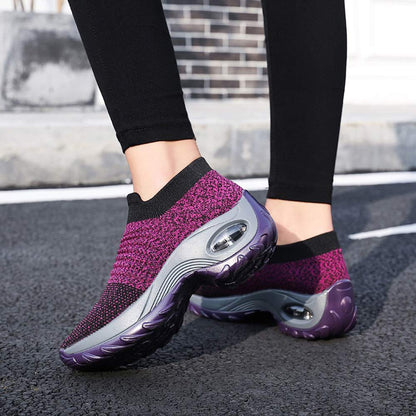 Women's Walking Shoes Sock Sneakers - Mesh Slip On Air Cushion Lady Girls Modern Jazz Dance Easy Shoes Platform Loafers Purple,5.5