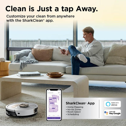 Shark Robot Vacuum & Mop Combo, PowerDetect ThermaCharged NeverTouch Pro, Self-Emptying, Self-Refill with Heated Mop Cleaning, 60-Day Capacity, 30-Day Tank, 6 PowerDetect Technologies, White, AV2900XE
