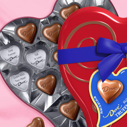 DOVE Assorted Chocolate Truffles, Valentines Chocolate Candy Gift, 5.82 oz Heart Tin