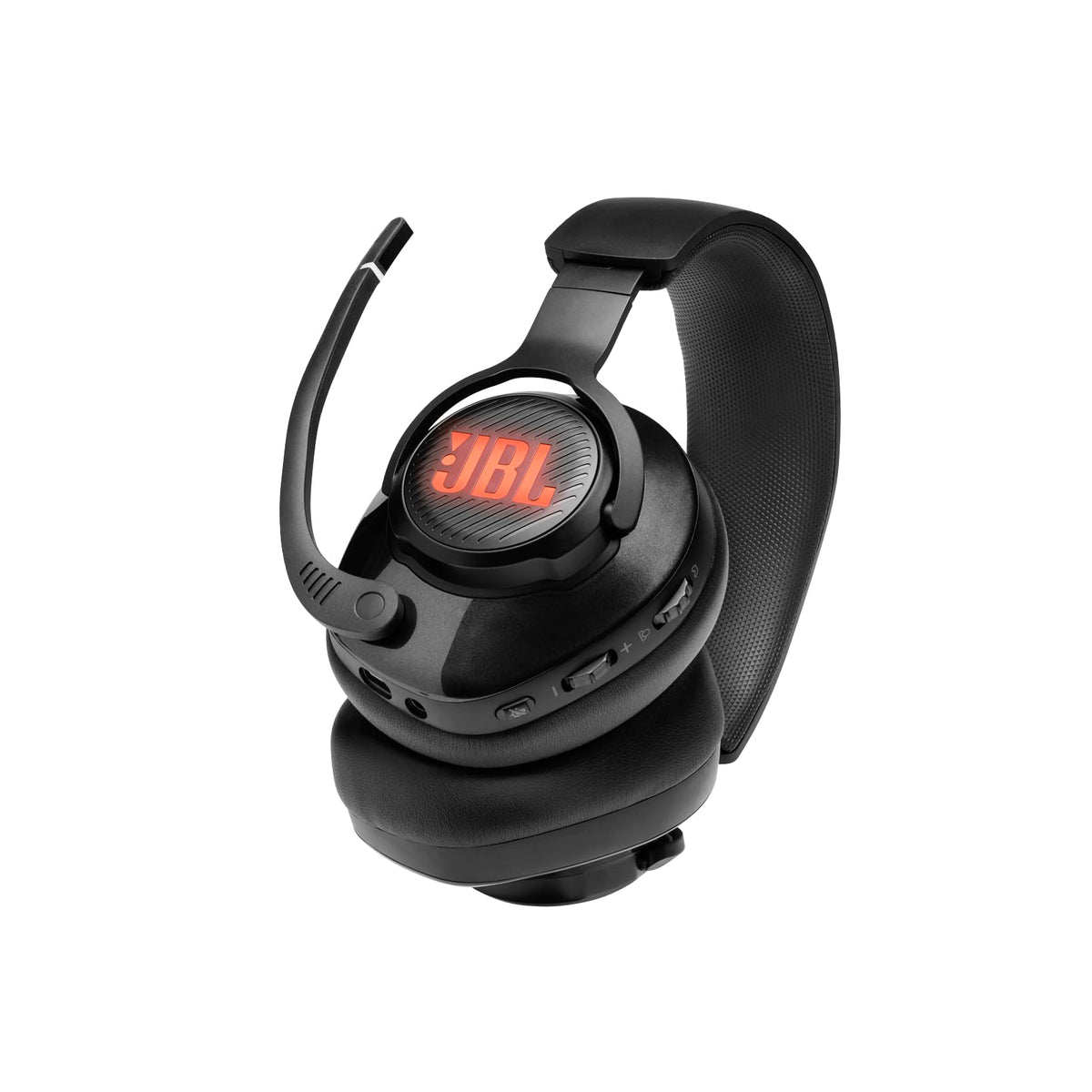 JBL Quantum 400 - USB over-ear gaming headset with game-chat balance dial, JBL QuantumSURROUND and DTS, Voice focus directional flip-up mic and memory foam ear cushions (Black)