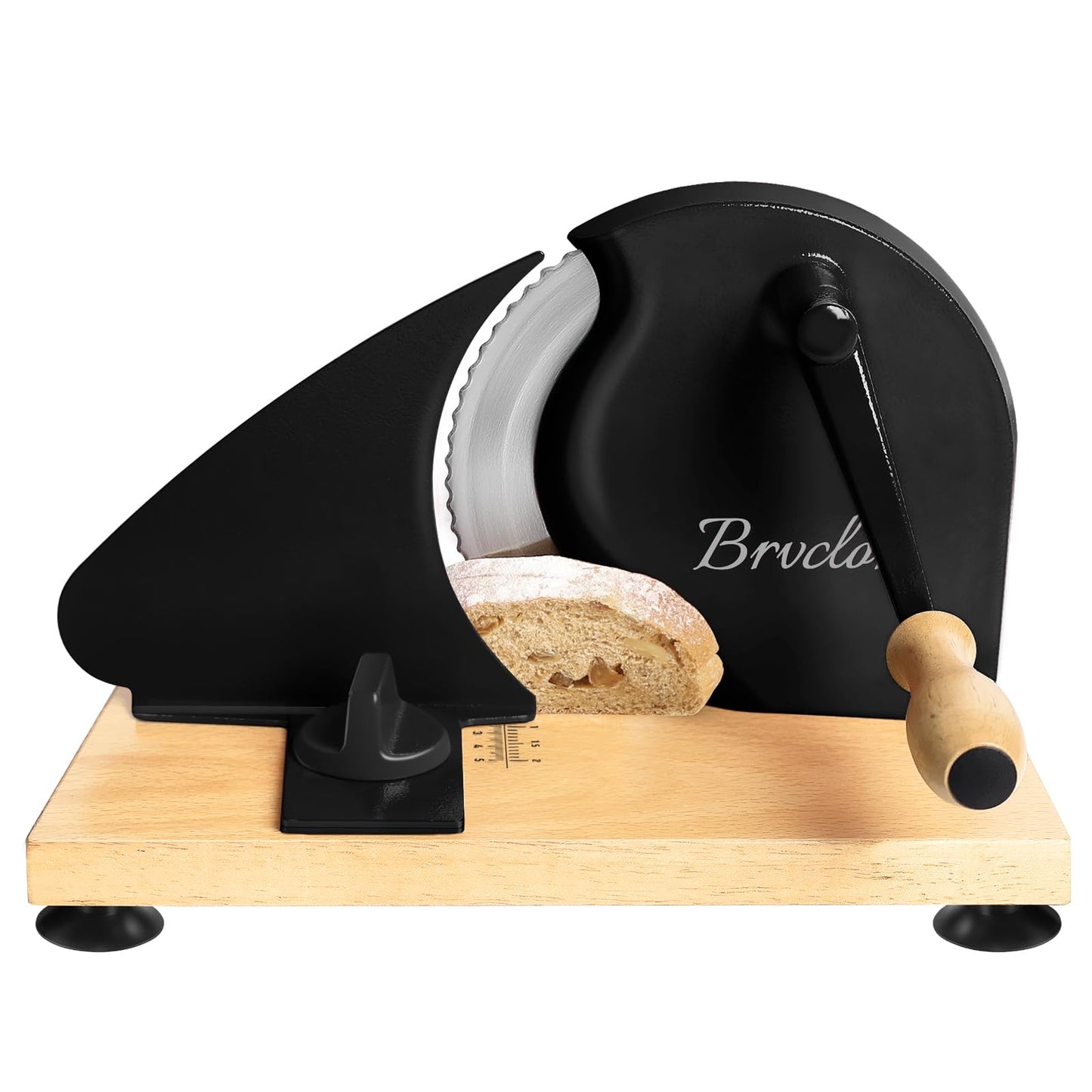 Manual Bread Slicer for Homemade Sourdough Bread, Adjustable Thickness&Evenly Slicing, Hand Crank Bread Slicer with Scale Line and Suction Cup, Serrated Blade Design, Patent