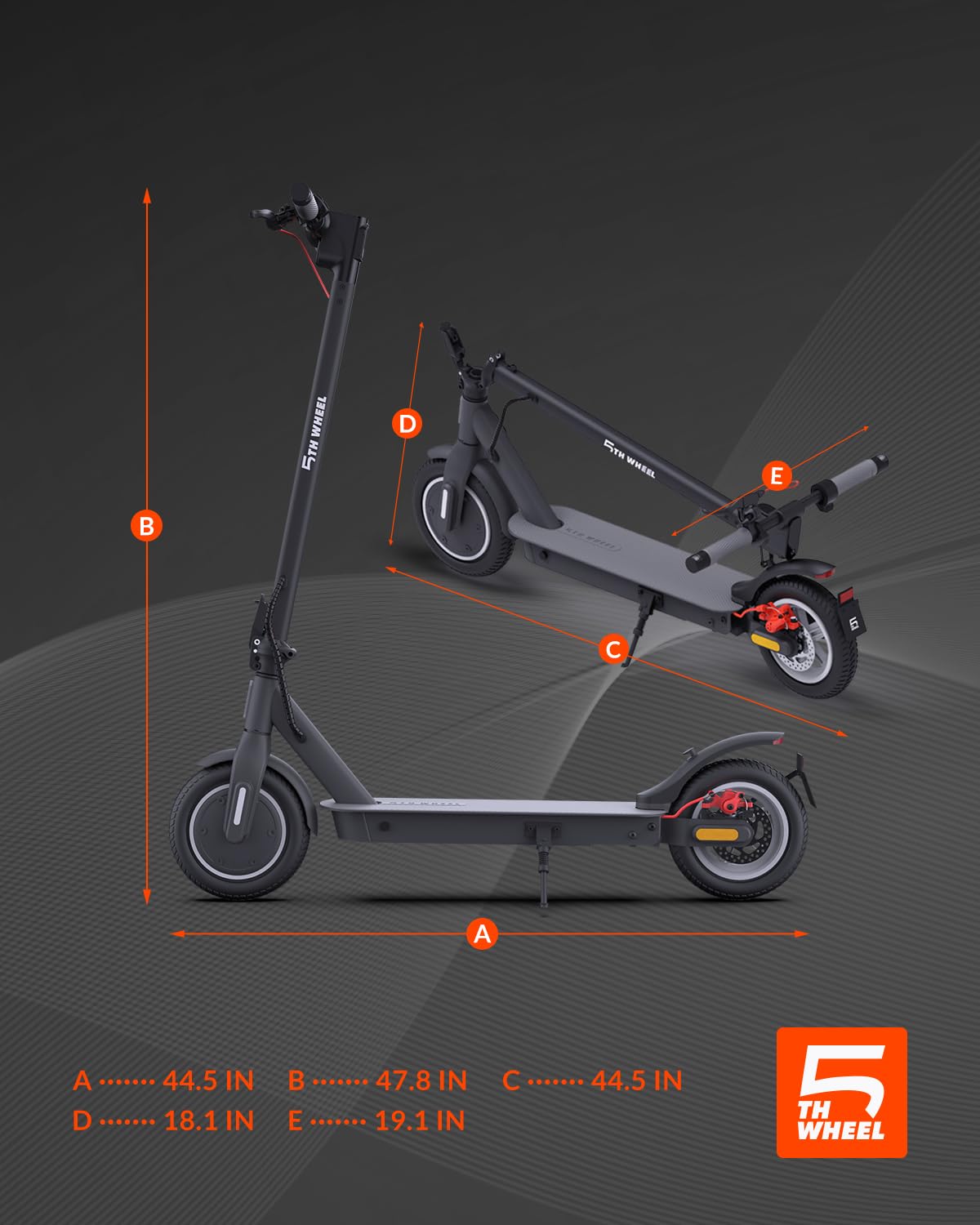 5TH WHEEL V30PRO Electric Scooter, 10" Solid Tires, 350W Motor & 18 MPH, 19.9 Miles Range E-Scooter with E-Lock, Dual Brakes and Suspension, Foldable Adults Commuter Scooter with Turn Signals and APP
