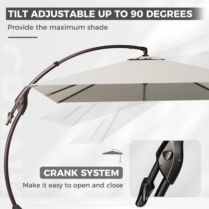 Grand patio 10'x10' Offset Umbrella Large Aluminum Square Cantilever Umbrella Base Included for Deck Porch (Light Gray, 10x10 FT)