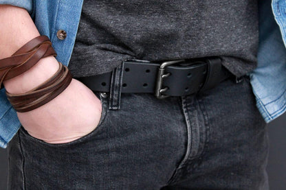 CHAOREN Work Belts for Men Heavy Duty - 1.5" Full Grain Leather Belt Casual - Fully Adjustable, Double Prong