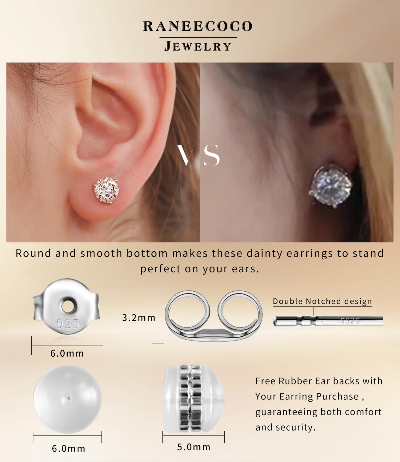 "STUNNING FLAME" 18K Gold Plated Silver Brilliant Cut Simulated Diamond Cubic Zirconia Stud Earrings(yellow-gold-plated-silver, 4.0)