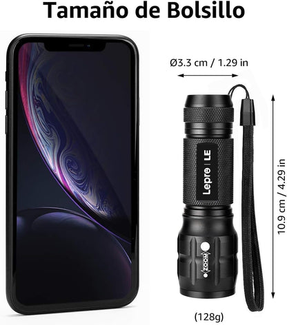 Lighting EVER LED Flashlights High Lumens, Small Flashlight, Waterproof, Adjustable Focus Flash Light for Outdoor, Emergency, Camping, AAA Batteries Included, 2 Pack