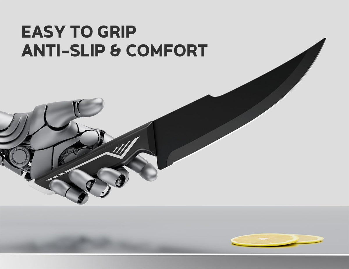 Knife Set - 15 PCS Kitchen Knife Set with Built-in Knife Sharpener Block - Stainless Steel Knife Block Set - Dishwasher Safe, Elegant Box for Men Women, White