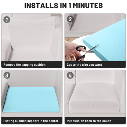 Foamagic Couch Cushion Support, Sofa Cushion Support for Sagging Couch Seat, 20x20x3.15in, Couch Replacement Insert, High Density Foam Furniture Seat Sagging Repair, Trapezoid 40D, Blue Set of 3