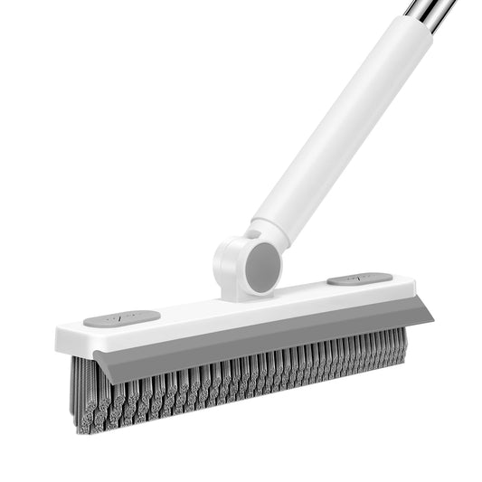 SetSail Grout Cleaner Brush with Long Handle, V-Shaped Floor Scrub Brush Swivel Grout Brush Stiff Bristle Floor Grout Scrubber for Bathroom, Tile Line, Crevice, Kitchen, Wall, Deck, Garage, White Grey
