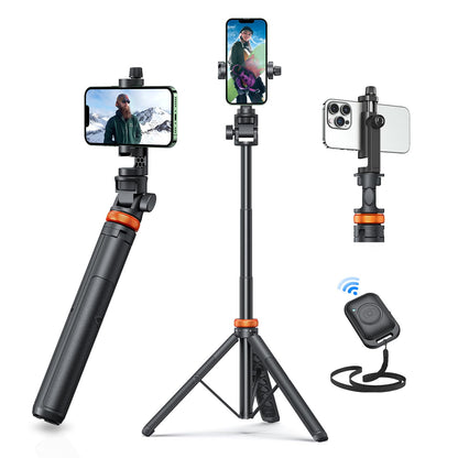 EUCOS 62" Phone Tripod, Tripod for iPhone & Selfie Stick 𝖳ripod with Remote, Extendable Phone 𝖳ripod Stand & Travel 𝖳ripod, Solidest Cell Phone Tripod Compatible with iPhone/Android