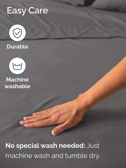 Extra Deep Queen Fitted Sheet - Hotel Luxury Single Fitted Sheet Only - Easily Fits 18 inch to 24 inch Mattress - Ultra Soft, Wrinkle & Fade Free w/Extra Deep Pockets - Breathable & Comfy - Dark Grey